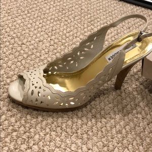 Steven madden perforated leather bone heels